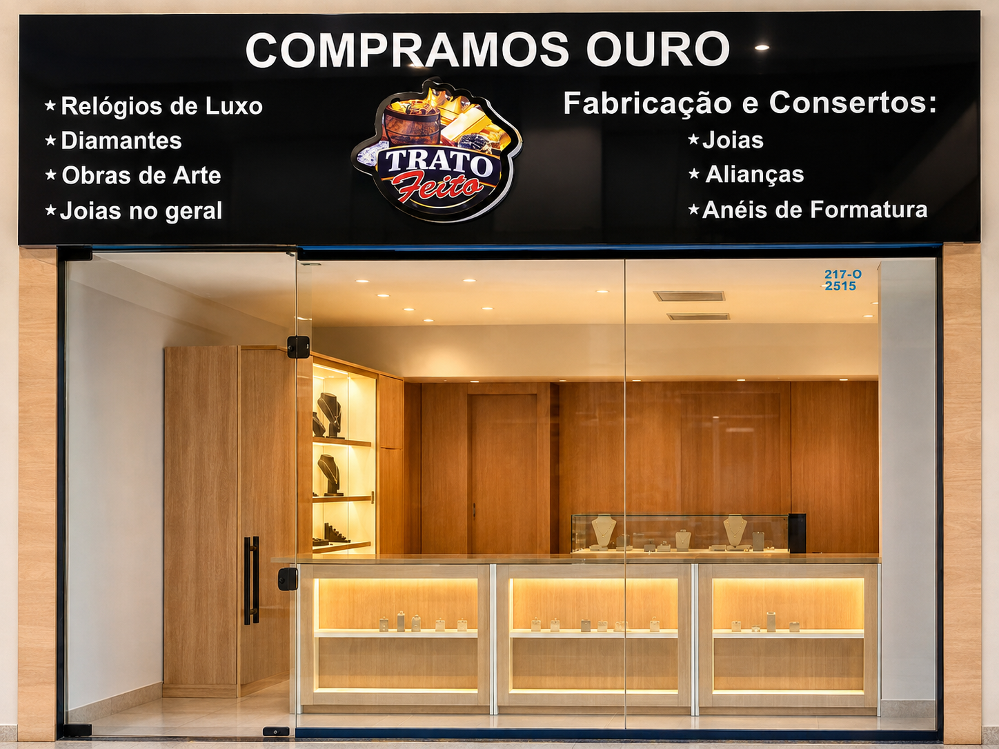 Fachada completa da loja Trato Feito